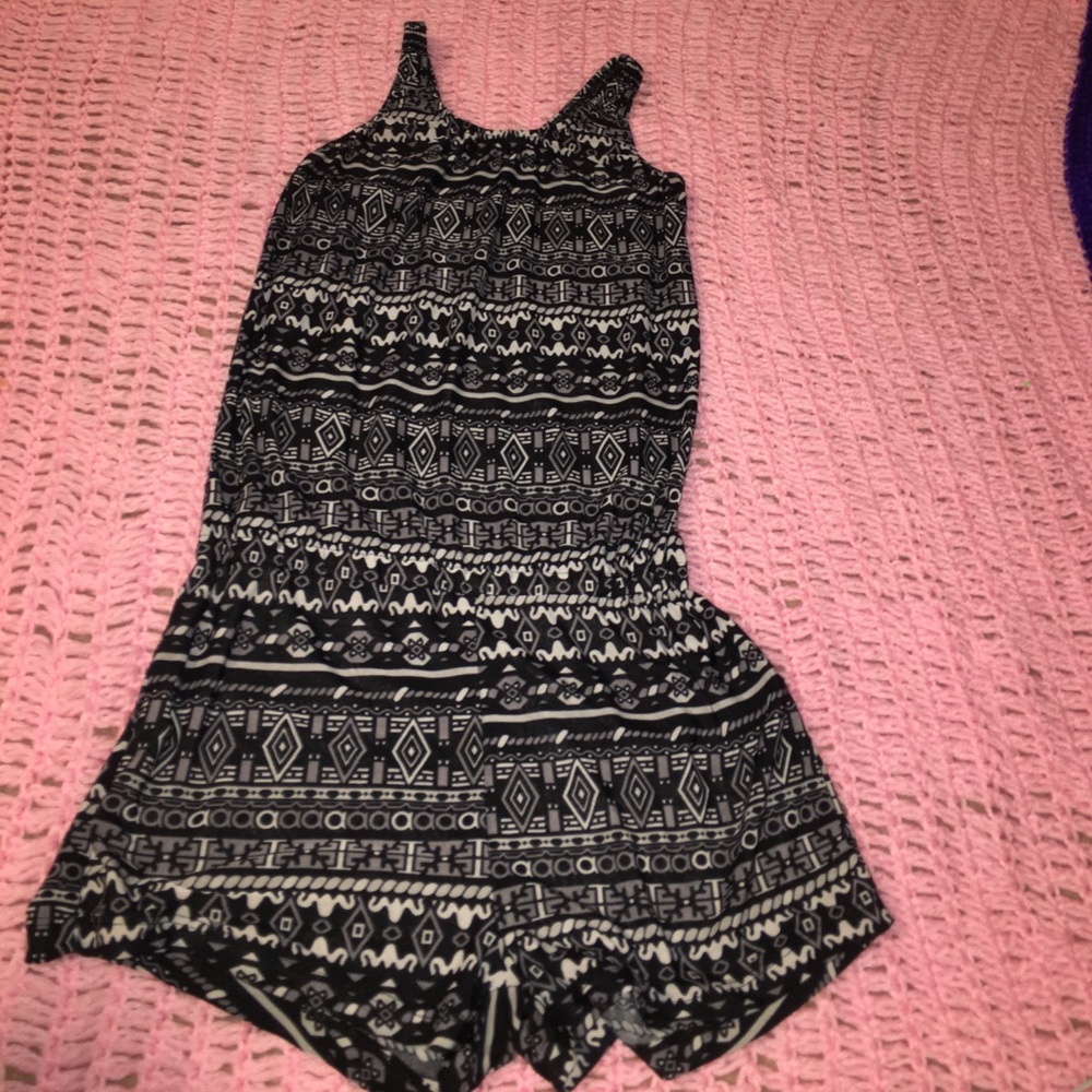 Black gray and white romper